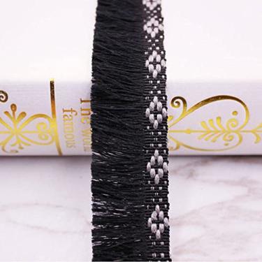 Imagem de 1 jardas/lote borla renda fita borlas de algodão aparar franjas borla renda para costurar roupas de cama cortinas acessórios diy decoração, preto