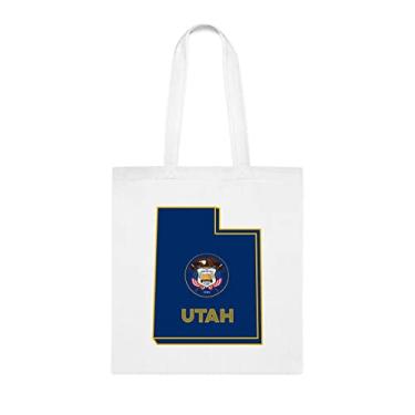 Imagem de Sacola Utah, presente de Utah, bolsa de ombro de Utah, bolsas reutilizáveis de Utah, ideia de presente de cesta de Natal de aniversário, presente para ela, presente para ele, bolsa feminina, Branco