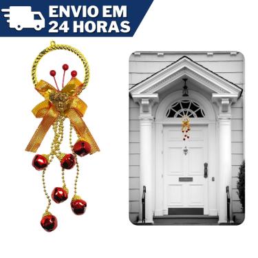 Imagem de Enfeite de Pendurar Guizo com Laço Decorativo Natal 27cm