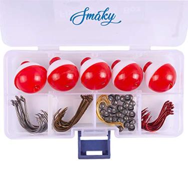 Imagem de Smaky Kit de equipamentos de pesca para iniciantes, 80 peças, inclui ganchos de pesca, bobinas, ganchos de polvo, anilhas | Kit iniciante para iscas artificiais e vivas