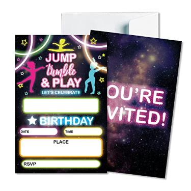 Imagem de Cartões de convite de festa de aniversário, comemoração de festa infantil, 20 cartões com 20 envelopes (JRM219)