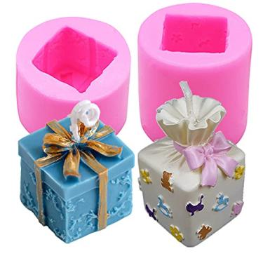 Imagem de 2 peças caixa de presente moldes de vela de silicone moldes de sabão bolo de fondant molde de doce de chocolate molde de resina epóxi para fazer velas de cera, sabonetes, argila polímera, decoração de festa de natal em casa