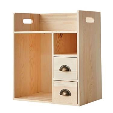 Imagem de KIZQYN Estante de livros pequena estante de mesa estante de escritório gaveta dupla suporte de exibição de arquivos rack de armazenamento de mesa de estudante estantes de livros de diversos cosméticos Racks de armazenamento estante de livros