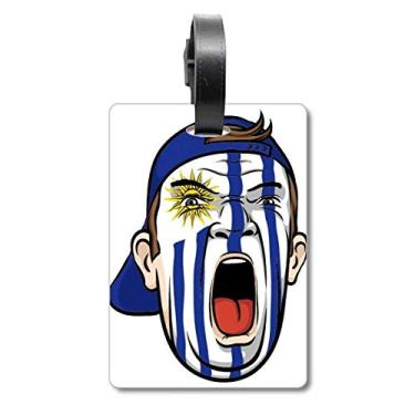 Imagem de Boné de cabeça de maquiagem facial bandeira do Uraguai bolsa etiqueta cartão de bagagem etiqueta pendurada etiqueta de scutcheon, Multicolorido.