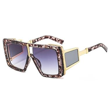 Imagem de Óculos de sol de luxo de uma peça para mulheres vintage quadrado grande gradiente óculos de sol masculinos pernas largas tons bege, 4, tamanho único