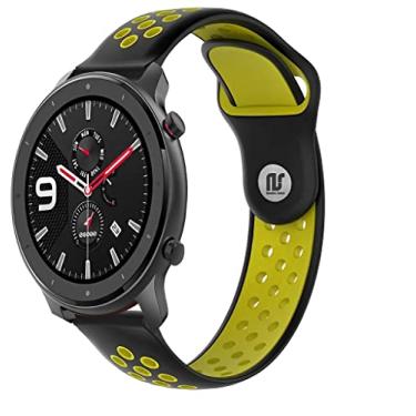 Imagem de Pulseiras NSmart compatíveis com Amazfit GTR 47MM / GTR 2 / GTR 2e / GTR 3 / GTR 4 (Preto com amarelo Nk)
