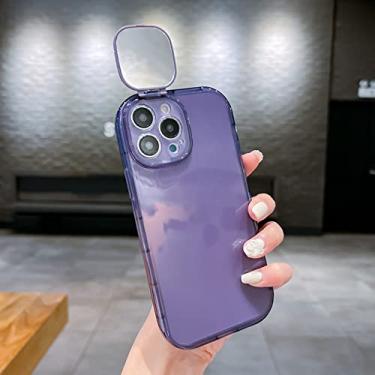 Imagem de Capa de suporte de espelho de câmera para iphone 13 12 11 pro max x xs xr 7 8 plus capa macia de silicone transparente para iphone 14 pro, roxo, para iphone xs