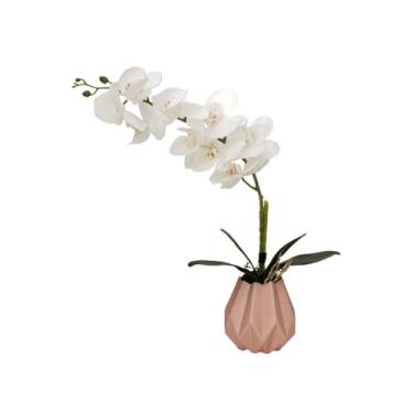 Imagem de Arranjo Flores 1 Orquídea Branca Artificial Com Vaso Liz - La Caza Sto