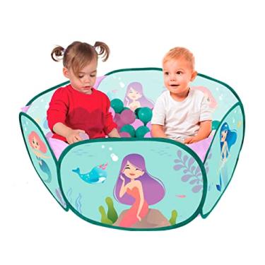 Imagem de Zippy Toys Piscina de Bolinha Tema Sereia - Estrtura de Poliéster; Fácil de Montar e Leve Para Transportar, Recomendado Para Crianças Acima de 3 Anos; Acompanha 50 Bolinhas Coloridas; 88 x 81 x 38cm