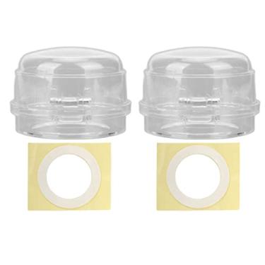 Imagem de 2 pçs tampa do botão de fogão a gás, tampa de trava de proteção de fogão a gás de segurança com 2 arruelas material pp durável destacável reutilizável para cozinha doméstica (# 2)