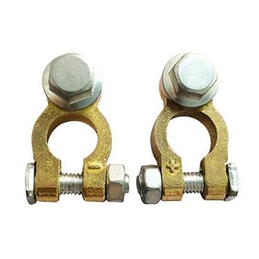 Imagem de Ampper Brass Battery Terminal Connector Clamps, Top Post Battery Terminals Protector Set for Marine Car Boat RV Vehicles (1 Pair)
