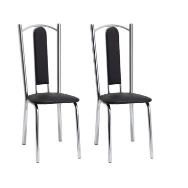 Imagem de Conjunto com 2 Cadeiras Carla Cromado e Preto