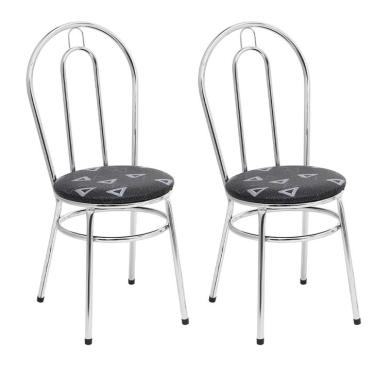 Imagem de Conjunto com 2 Cadeiras Ilustre Cromado e Estampado