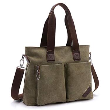 Imagem de ToLFE Bolsa feminina de ombro com alça superior, Verde militar - (grande), Large: (L)14.57"x(W)6.3"x(H)12.2"