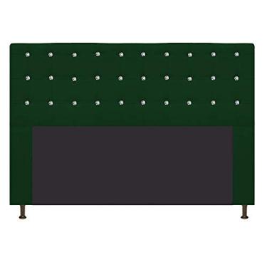 Imagem de Cabeceira Estofada Dama com Strass 195 cm para Cama Box King Suede Verde para Quarto - AM Decor