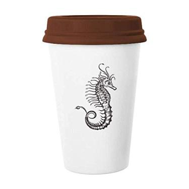 Imagem de Caneca de cerâmica com ilustração da vida marinha do hipocampo Caneca de vidro para beber café