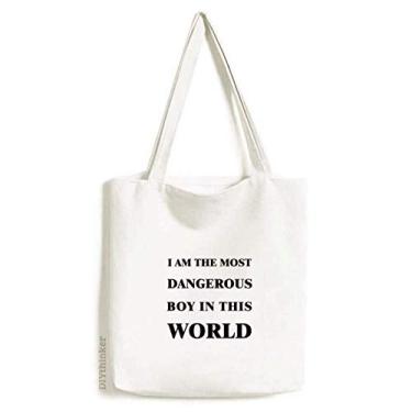 Imagem de I Am The Dangerous Boy Art Deco Gift Fashion Tote Bolsa sacola de compras casual bolsa de mão