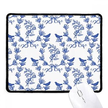 Imagem de Mousepad com símbolo da Plant Leaf azul e branco, borda costurada, tapete de borracha para jogos