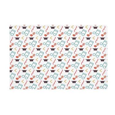 Imagem de DIYthinker Tensive Colorful Music Notes Tapete branco antiderrapante, porta de cozinha para banheiro, 40,64 x 60,96 cm
