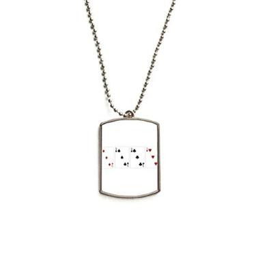 Imagem de DIYthinker Colar para animais de estimação com pingente de corrente de aço inoxidável com padrão de clube de diamante pá de 3 corações