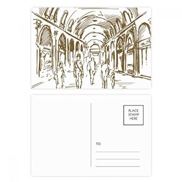 Imagem de Cartão postal de aniversário com desenho de marco de corredor, conjunto de cartão postal de aniversário