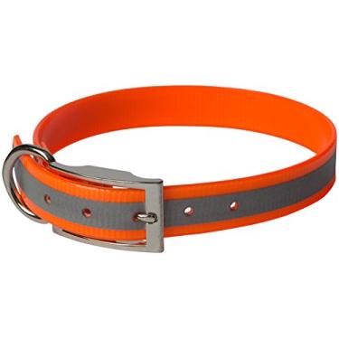 Imagem de OmniPet SunGlo Coleira refletiva regular para cães, 2,5 cm de largura, laranja, serve em tamanhos de pescoço de 47 a 56 cm, estrutura altamente reflexiva e resistente para cães ativos