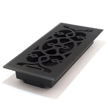 Imagem de Registro de piso Accord AMFRBLV410 com design vitoriano, 10 cm x 25 cm (medidas de abertura do duto), preto fosco