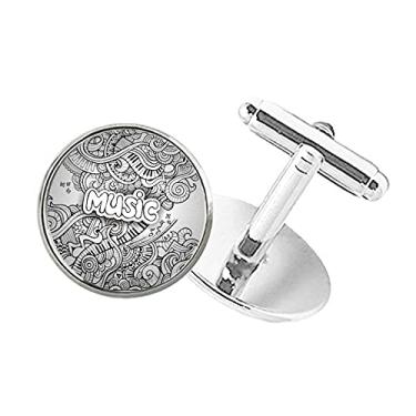 Imagem de DIYthinker Abotoaduras com clipe de botão redondo para violino Rock Music Winding Painting