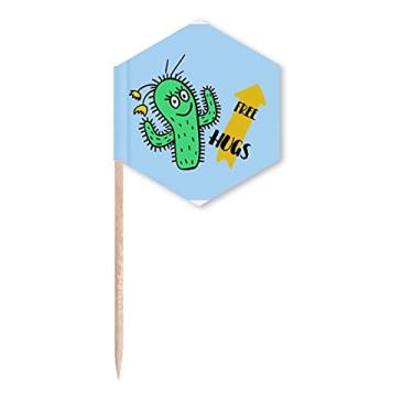 Imagem de Free Hugs Cactus Art Deco Presente Fashion Palito de Dente Bandeiras de Cupcakes Festa Celebração