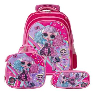 Kit Mochila Escolar Infantil LOL BFFS 4 Eva Com Rodinhas - Luxcel