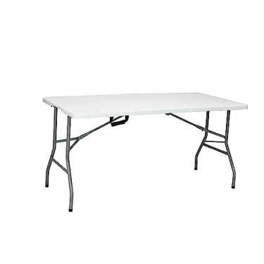 Imagem de Mesa retangular dobrável 152 x 70cm vira maleta para Festa Camping Churrasco Jardim Pesca