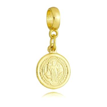 Imagem de Pingente Berloque Medalha de São Bento Pandora Banhado a Ouro 18k - Premium