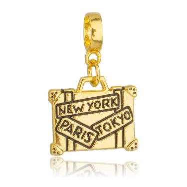 Imagem de Pingente Berloque Mala de Viagem Pandora Banhado a Ouro 18k - Premium