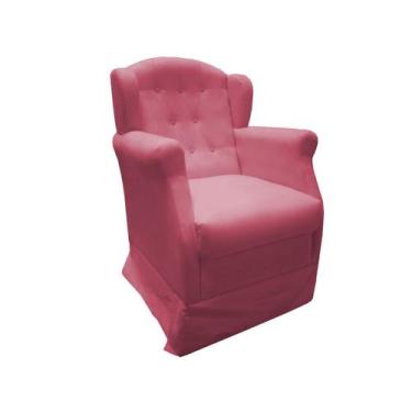 Imagem de Poltrona Cadeira De Amamentação Com Balanço Manu Suede Rosa Mz Decor -