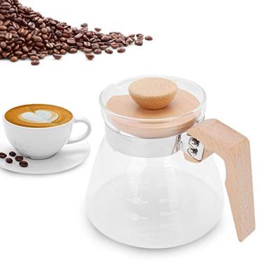 Imagem de Jarra de vidro sem papel, despeje sobre cafeteira 600ml pote de servidor de café de vidro com tampa de madeira para escritório doméstico