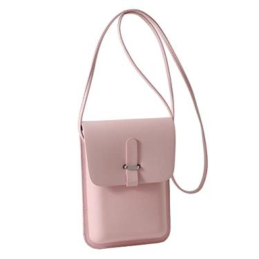 Imagem de ALINUOYQ Bolsa de ombro Hobo feminina macia PU moda bolsa mensageiro portátil bolsa feminina bolsa tiracolo feminina mini bolsas, rosa