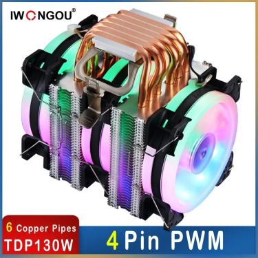 Imagem de IWONGOU-CPU Cooler com 6 Heat Pipes  PWM Air Cooler  X99 para Intel Lga1700  1200  AM4  Hurricane