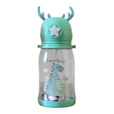 Imagem de Garrafa Infantil Bebe com Tampa e Canudo e Alça 600ml Chifre (Verde)