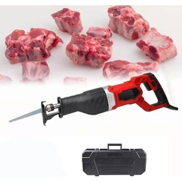 Imagem de Serra sabre elétrica, serra de osso portátil, serra de açougueiro profissional para cortar carne congelada, serra alternativa portátil para metal, madeira, com 4 lâminas de serra, vermelha,