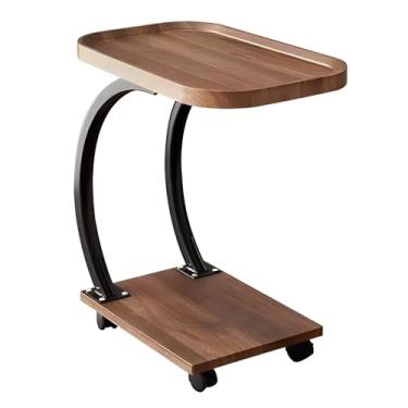 Imagem de Mesa Lateral De Sofá Com Polia, Mesa Final Com Estrutura Estável, Mesa Lateral De Madeira Para Sala De Estar, Quarto, Escritório (Color : Deep color, Size : 20.47x13.38x23.62in)