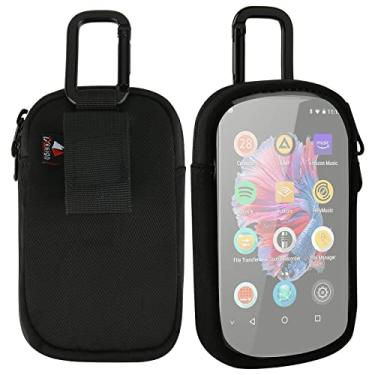 Imagem de TXEsign Bolsa de transporte para leitor de MP3 e MP4 com janela transparente para viagem para tela sensível ao toque de 4" MP3 MP4 Music Player, bolsa de armazenamento com bolso interno para fones de ouvido, cabo USB, cartão de memória (preto)
