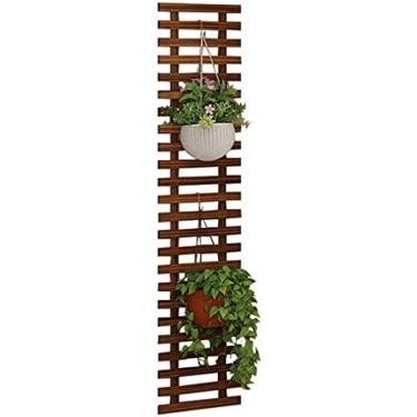 Imagem de Suporte de madeira para plantador de parede, estrutura de escalada, suporte de exibição suculento suspenso vertical, cerca, prateleira de flores, decorações de parede para varanda, jardim, s