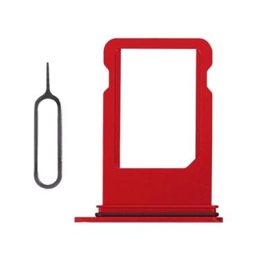Imagem de Risidamoy Suporte de cartão SIM único vermelho para iPhone 8 Plus de substituição 8 Plus versão SIM única com anel de borracha à prova d'água ejetor SIM para A1864 A1897 A1898
