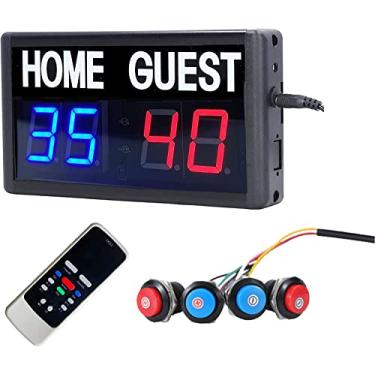 Imagem de BTBSIGN Placar eletrônico digital LED portátil com controle remoto para jogos esportivos, vôlei, tênis de mesa, beisebol, basquete, hóspede em casa (4,6 cm)