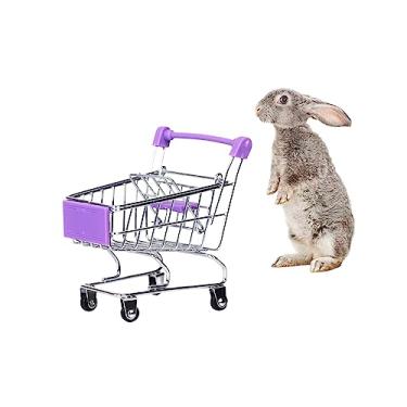 Imagem de MANON ROSA Mini carrinho de compras coelho brinquedo pequeno animal supermercado carrinho de mão ouriços papagaio pássaro gatos ratos porcos holandeses hamsters porquinho da índia lagarto chinchila
