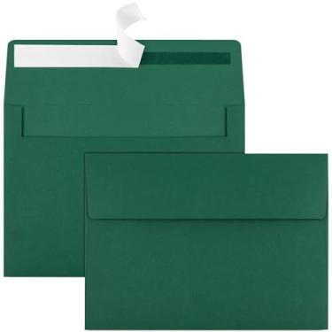Imagem de Pacote com 70 envelopes verdes escuros A2 - autoselo para fotos, convites, cartões comemorativos e cartões de 11 x 13 cm