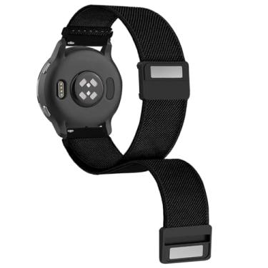 Imagem de Abanen Pulseira elástica de 18 mm com fecho magnético para Garmin Venu 2S / Vivoactive 4S / Vivomove 3S/ Venu 3S, pulseira elástica leve de nylon macio para Forerunner 255s (preto)