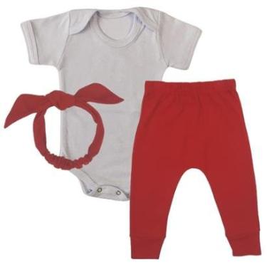 Imagem de Conjunto Body Manga Curta e Calça Saruel + Faixa - Roupa Bebê Menina-Feminino