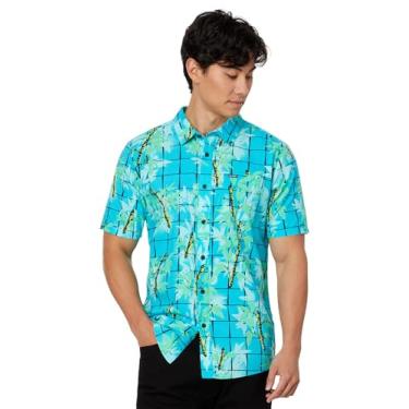 Imagem de Volcom Camisa havaiana masculina regular de mármore floral manga curta abotoada, Bamboozeled Clearwater, XXG