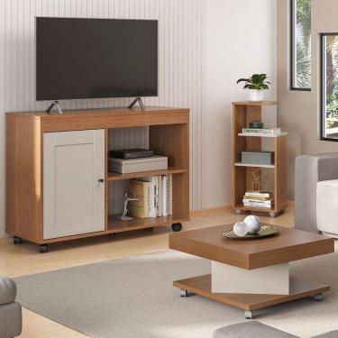 Imagem de Sala de Estar Completa Rio para TV Até 42 Polegadas Cinamomo/Off White - Panorama Móveis